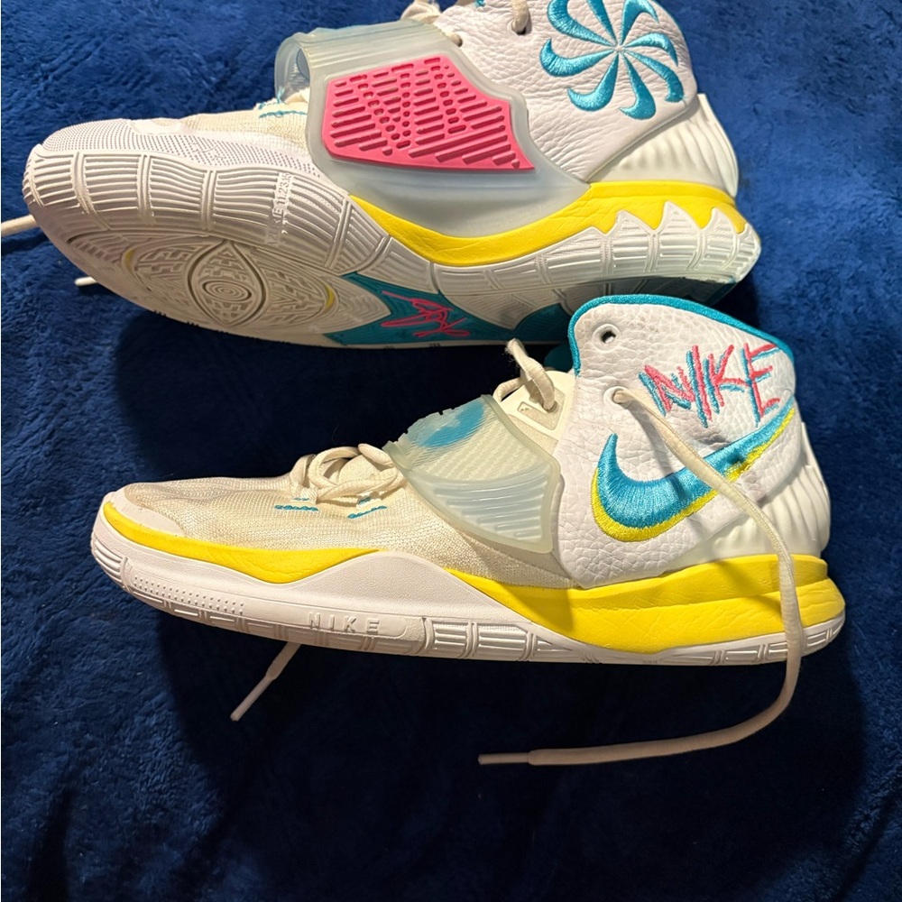 Limited edition Nike Kyrie 6 neon graffiti White and Teal basketball Sneakers